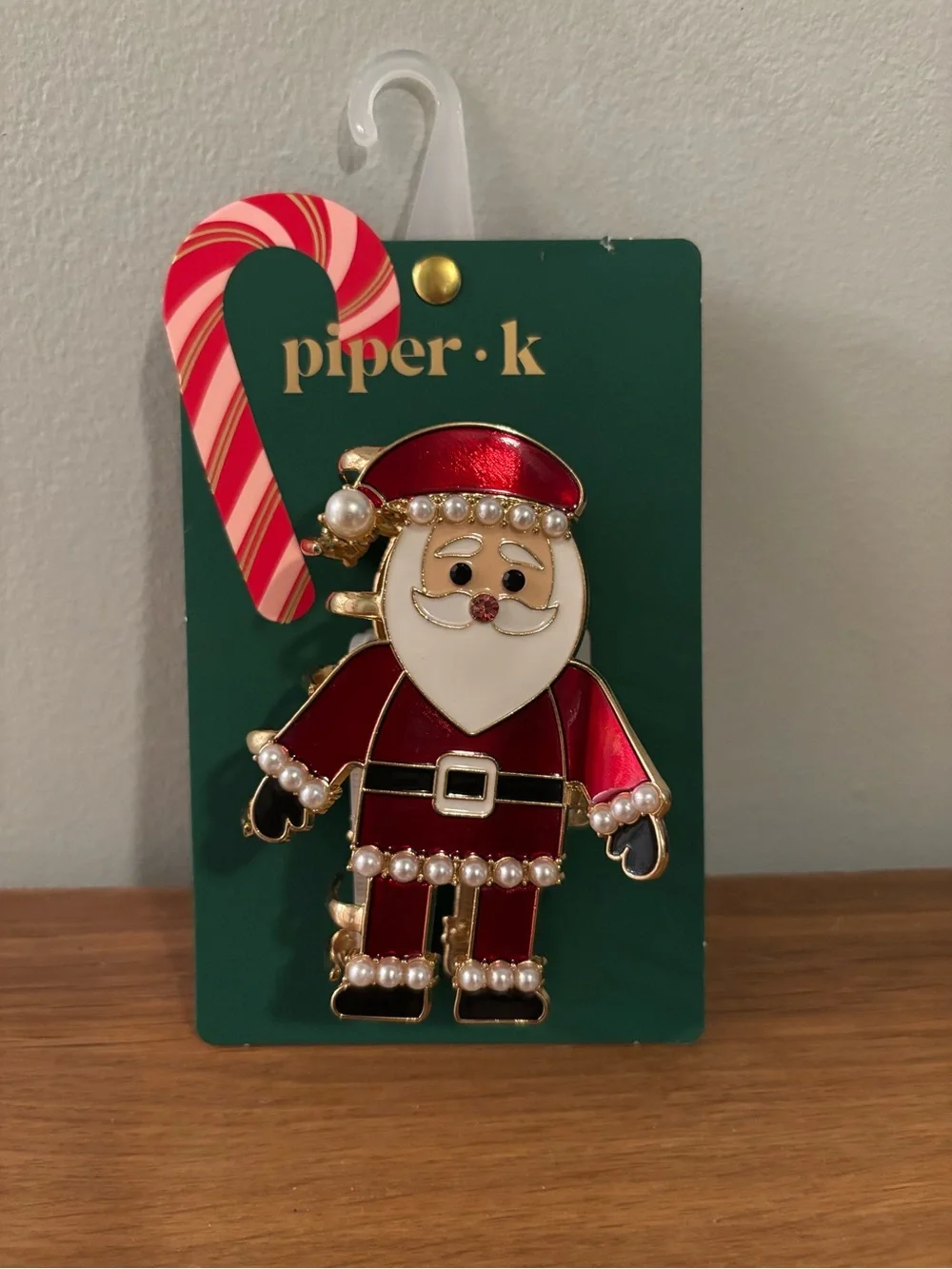 Piper K Santa Claus metal claw hair clip with pearl embellishments New